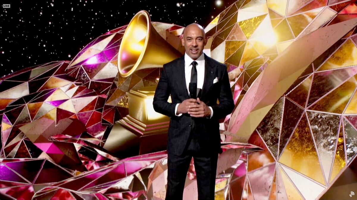 Recording Academy CEO Harvey Mason Jr. speaks on stage during the 63rd Annual Grammy Awards’ untelevised Premiere Ceremony on March 14, 2021.