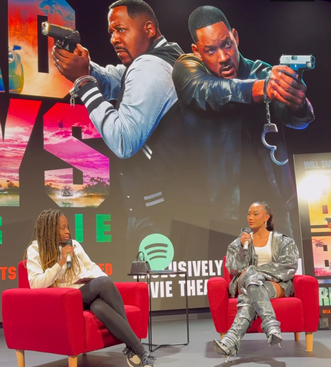 Rapper Bia (right) at Bad Boys: Ride Or Die Soundtrack listening party in Miami on May 28, 2024