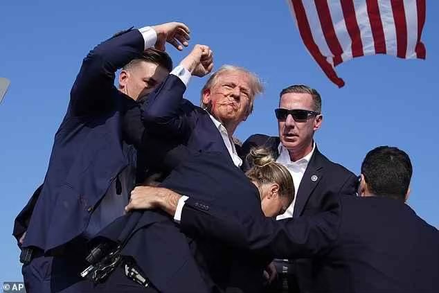 Donald Trump after getting shot at a rally on Saturday July 13 in Pennsylvania