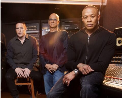 Trent Reznor of Nine Inch Nails, left, Jimmy Iovine and Dr. Dre.