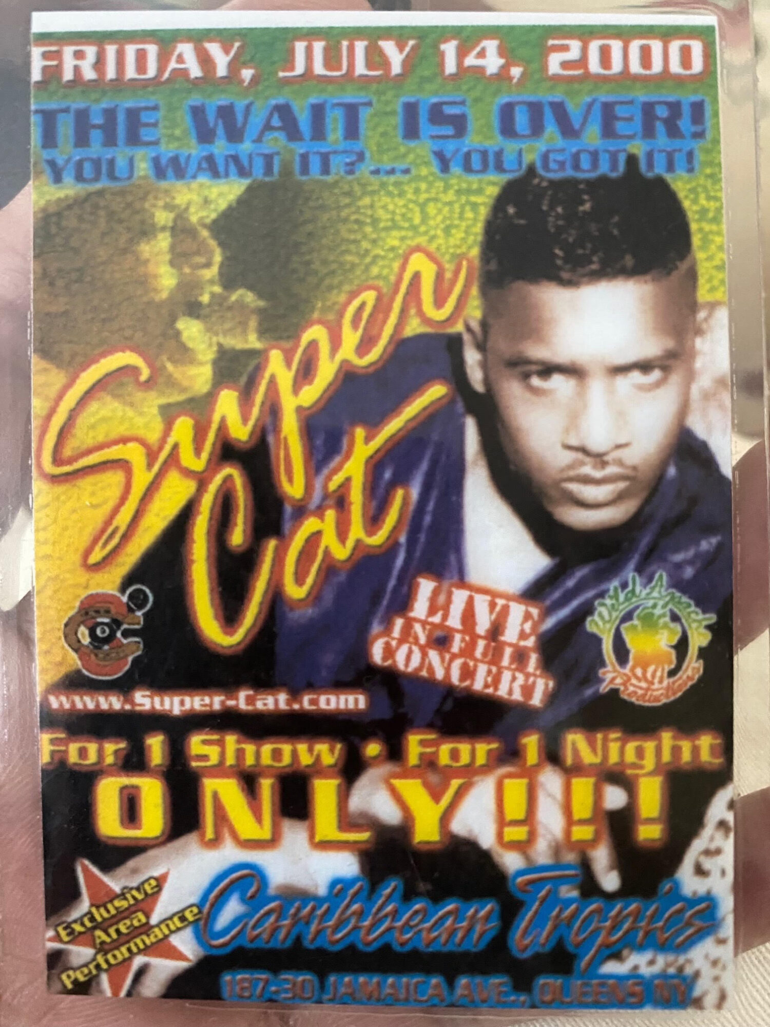 Supercat show promoted by Mateo in July, 2000