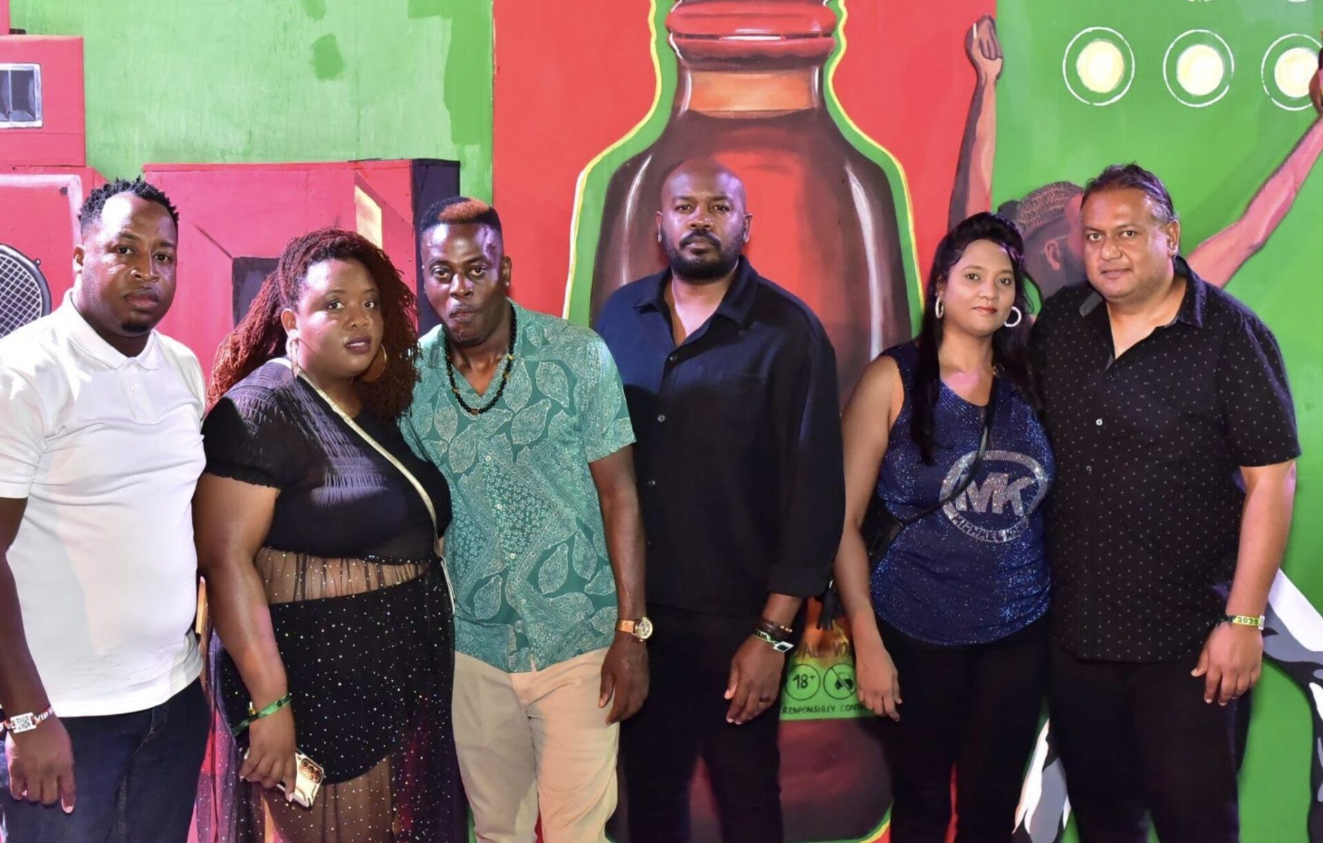 (from left) Chevanne Lawrence, Channel and Customer Marketing Manager at J. Wray & Nephew, Taitree Suelall and Mahesh Sarendranauth, alongside Brand Managers at BrydenStokes Ltd, Barbados, Sabrina Browne and Jamal Alleyne