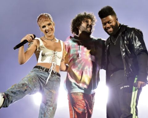 From left: Halsey, Blanco and Khalid at the 2018 American Music Awards. JEFF KRAVITZ/AMA2018/FILMMAGIC FOR DCP